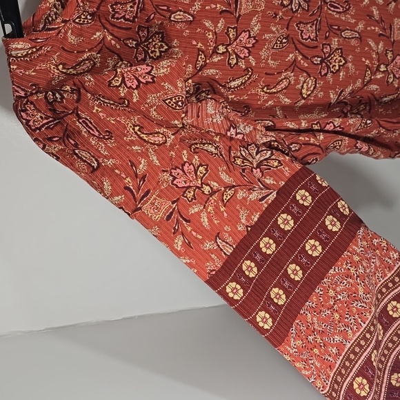 {LOFT} Bouquet Ruffle Tie Neck Blouse Auburn - Size XL - Picture 6 of 14